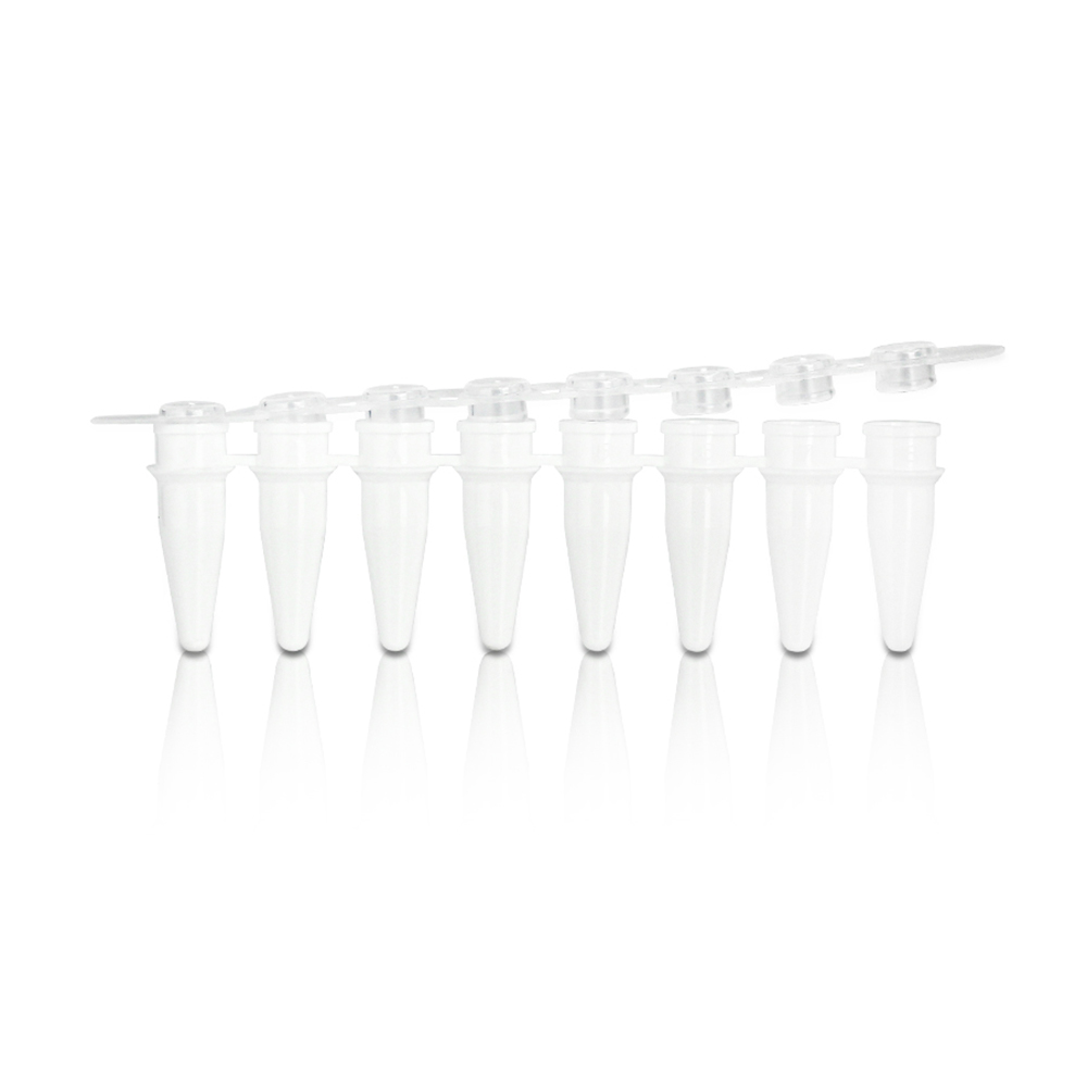 0.2mL 8-Strip Clear PCR Tube with 8-Strip Clear Domed Cap. Non-Sterile 125 strips/bag. 