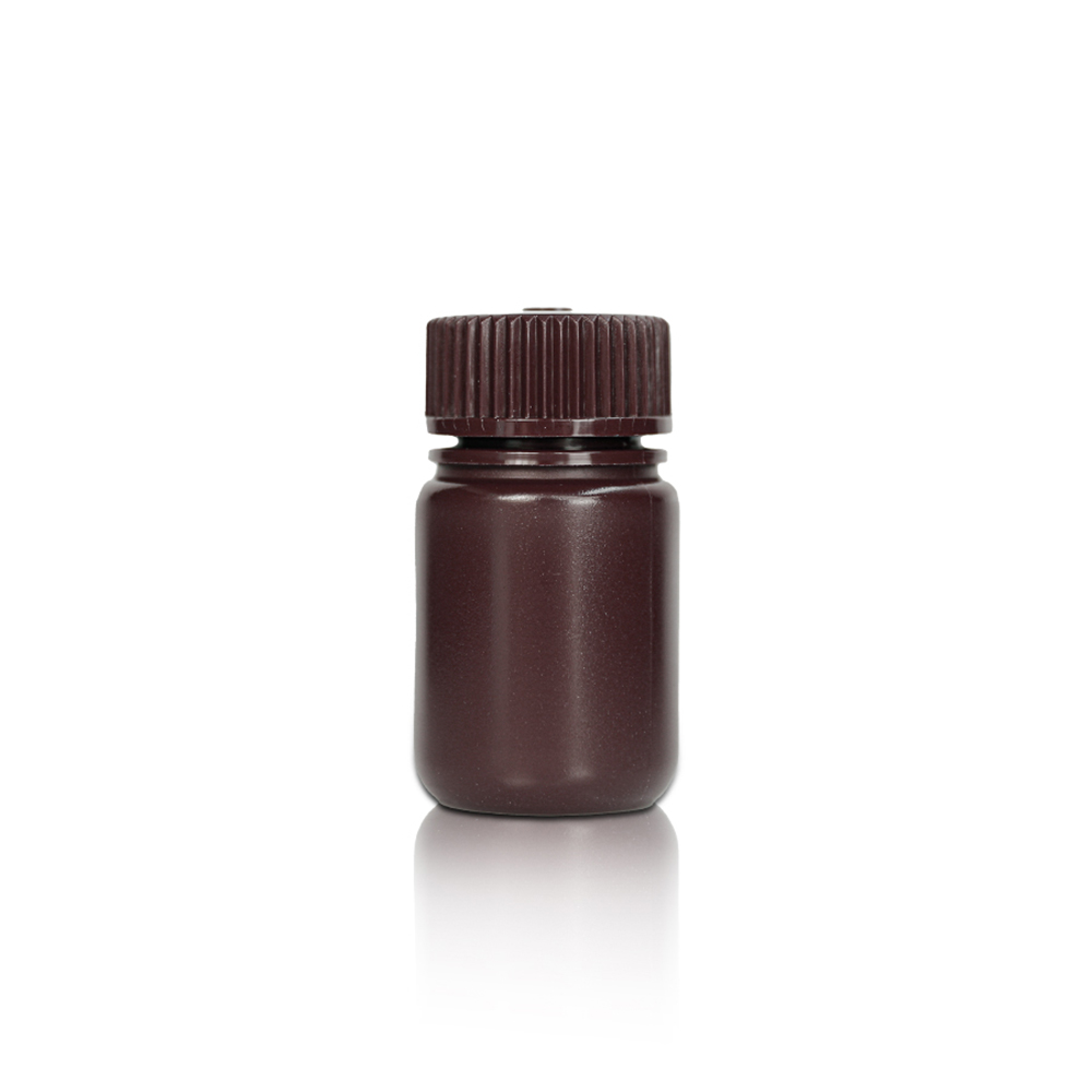 30mL HDPE Reagent Bottle and Cap. Wide Mouth. Amber. Non-Sterile 100 pieces/bag. 10bags/carton