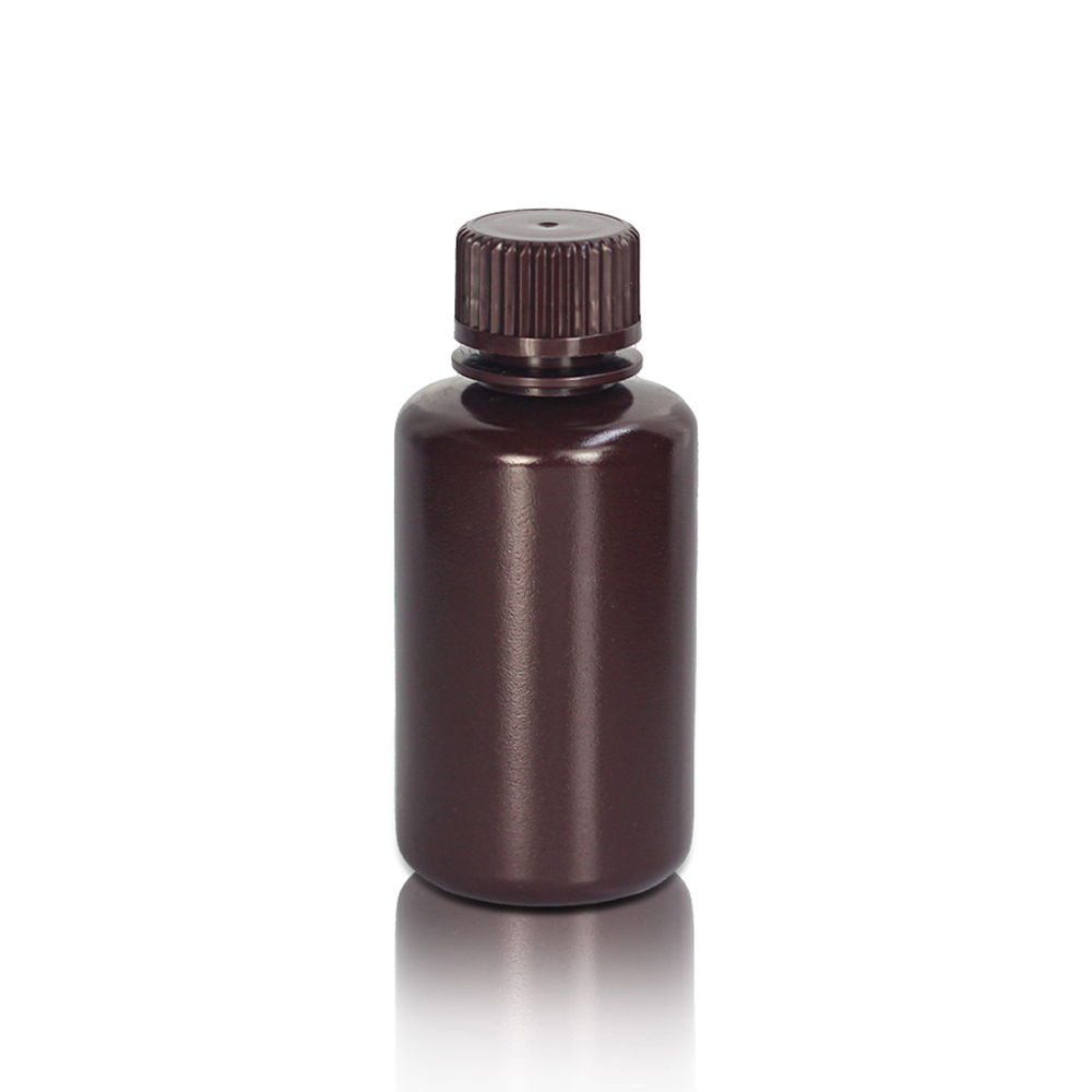 60mL HDPE Reagent Bottle and Cap. Narrow Mouth. Amber. Non-Sterile 50 pieces/bag. 10bags/carton