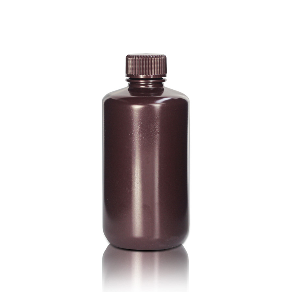 250mL HDPE Reagent Bottle and Cap. Narrow Mouth. Amber. Non-Sterile 20 pieces/bag. 10bags/carton