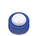 Rose Blue GL45 Safety Cap with Two Holes for 1/16 inch OD Tubing. 1pc/pk.