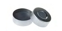 Rose 20.2mm Open Top Aluminum Crimp Cap (10mm hole) with Moulded Grey PTFE/Butyl Septa One Ring 3mm Thick. 100pcs/pk.