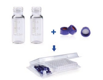 Rose 2mL Clear Glass 12x32mm Flat Base 9-425 Screw Thread Vial with Label. Blue 9-425 Open Top Ribbed Screw Cap with 9mm White PTFE/Red Silicone Septa 1mm Thick. KitPacking.100pcs/pk