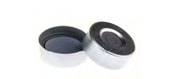 Rose 20.2mm Open Top Aluminum Crimp Cap (10mm hole) with Moulded Pharma-fix-septa Grey PTFE/Butyl 3mm thick. 100pcs/pk