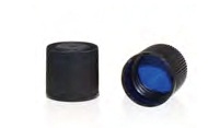 Rose 15-415 Black Closed Top PP Cap with Blue PTFE/White Silicone Septa 1.5mm Thick. 250pcs/pk.