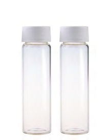 Rose 40mL Clear Glass Vial 24-400 White Open Top PP Screw Cap and Natural PTFE/White Silicone 3mm Thick Septa. Vial + Cap + Septa will be pre-assembled together. 72pcs/pk.