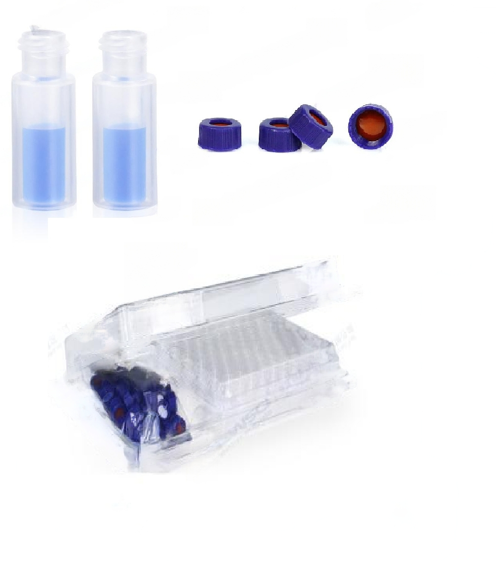 Rose 0.7 mL 9-425 Clear Micro Screw Cap Micro Vial, 12x32mm with Clear 11mm Open Top Ribbed Screw Cap with 9 mm Septa – Polyimide/Red Silicone 1mm Thick. Pk/100