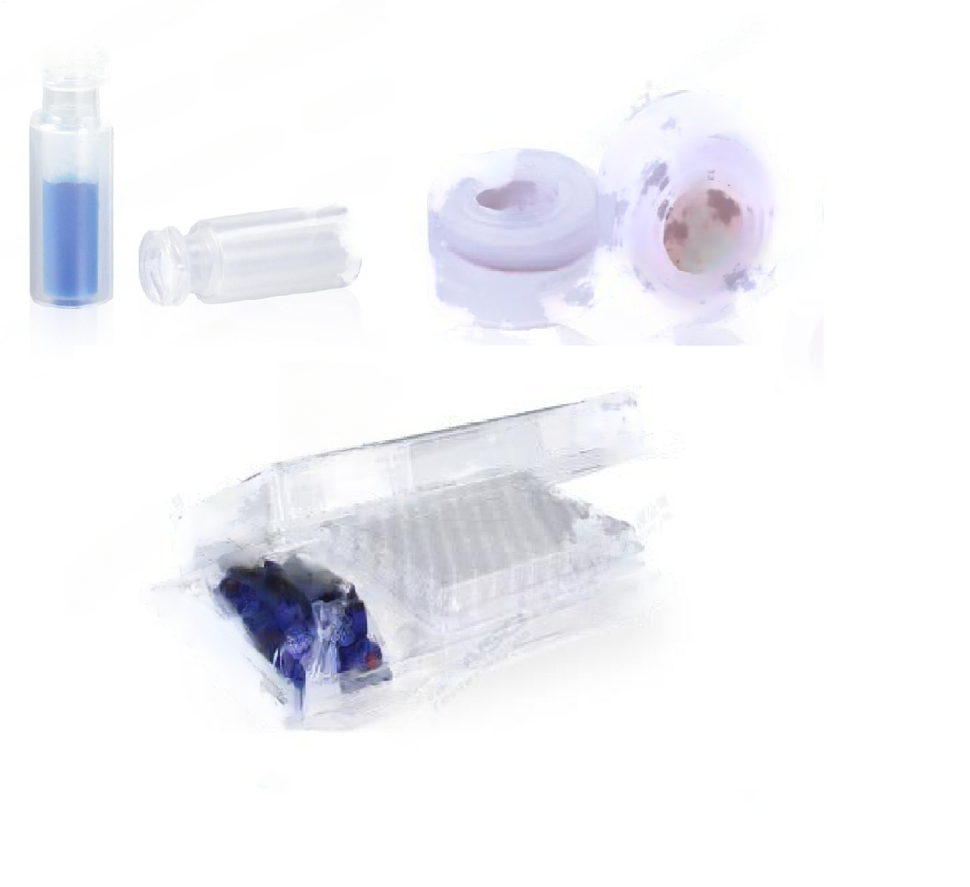 Rose 0.7 mL 11 mm Snap Top Clear Micro Vial, 12x32mm with Clear 11mm Open Top Snap Cap with Polyimide/Red Silicone Septa 1mm Thick. Pk/100