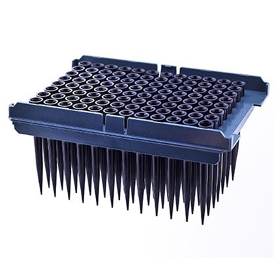 50μL Liquid Level Sensing Filtered Pipette Tips for Tecan Genesis, Freedom Evo, Carvo workstations. Conductive, Racked, Sterilized, Low Retention 96 tips per pack, 24 racks per case