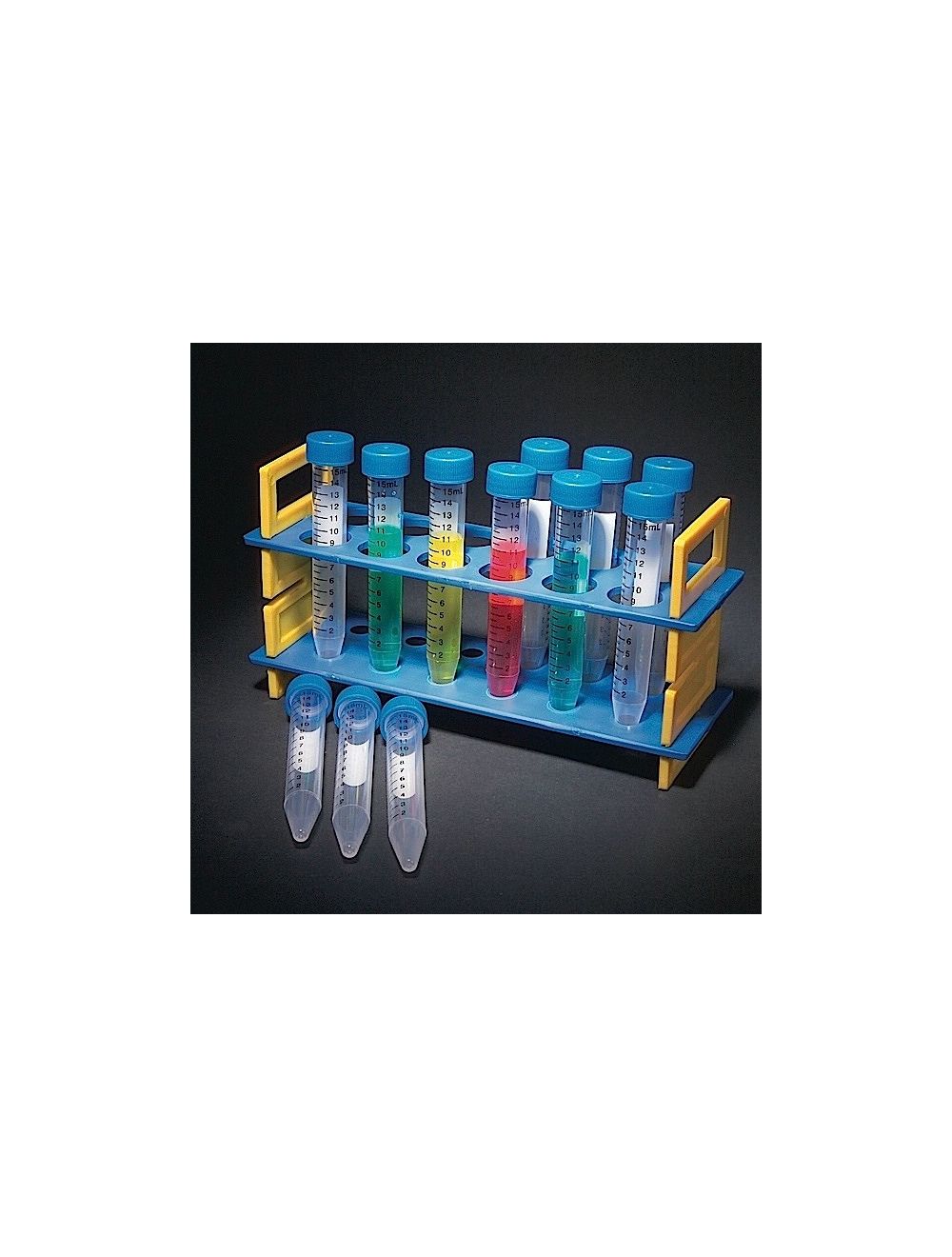 UNITED SCIENTIFIC Plastic Brightly Colored Two Tier For 15ml Conical Tubes