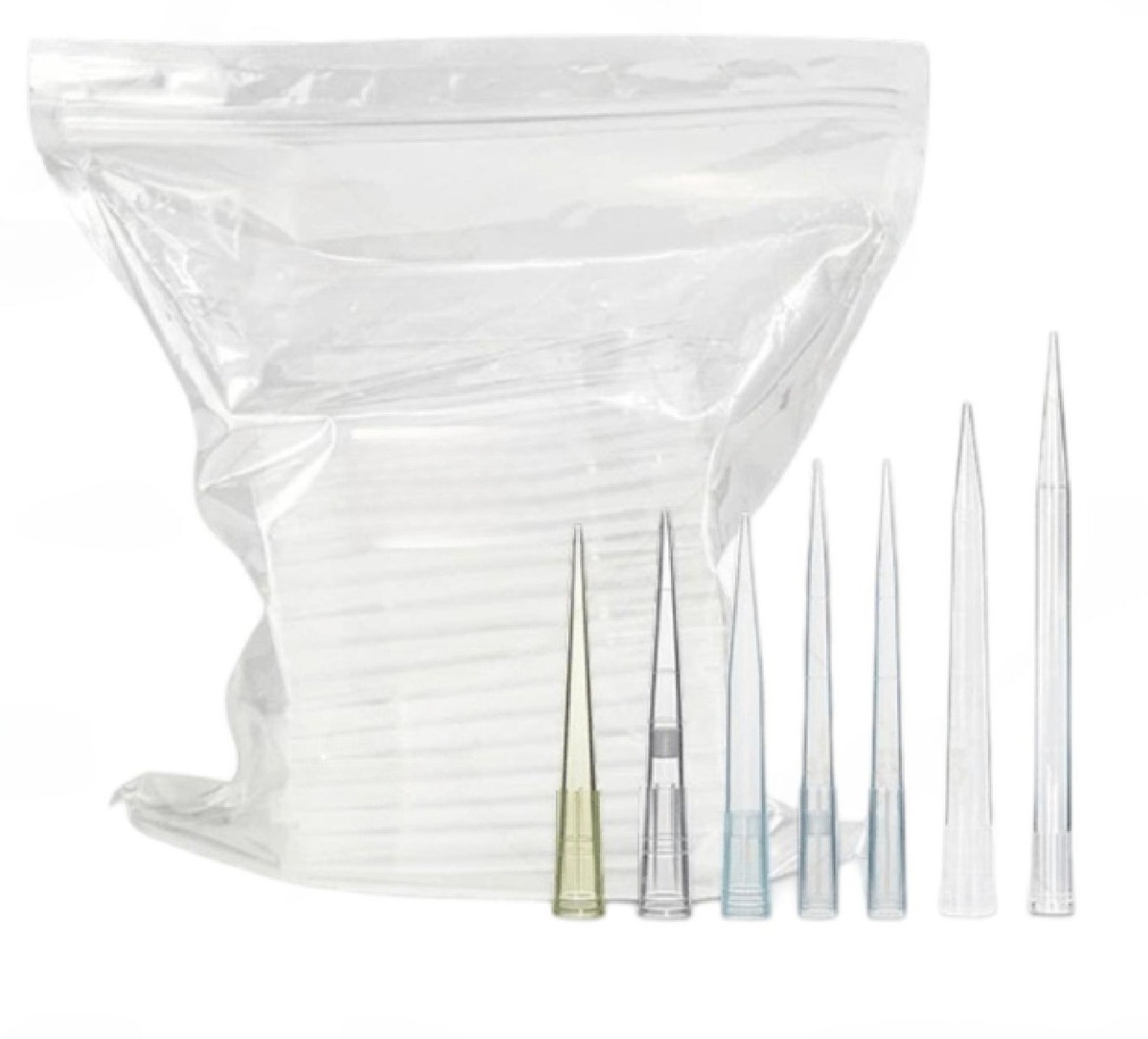 300uL Pipette Tip. Non-filter. Extended. Clear. Bulk. Sterile 1000 pieces/bag. 10bags/carton
