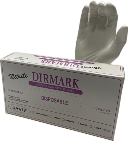 Nitrile Gloves, White Textured, Powder-Free – Xtra Small 10 boxes of 100 (case of 10 Boxes)